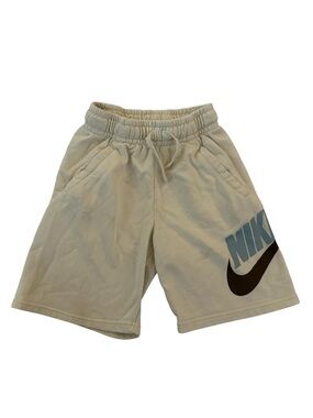 Nike Kids Beige Shorts with Blue Logo and Brown Swoosh